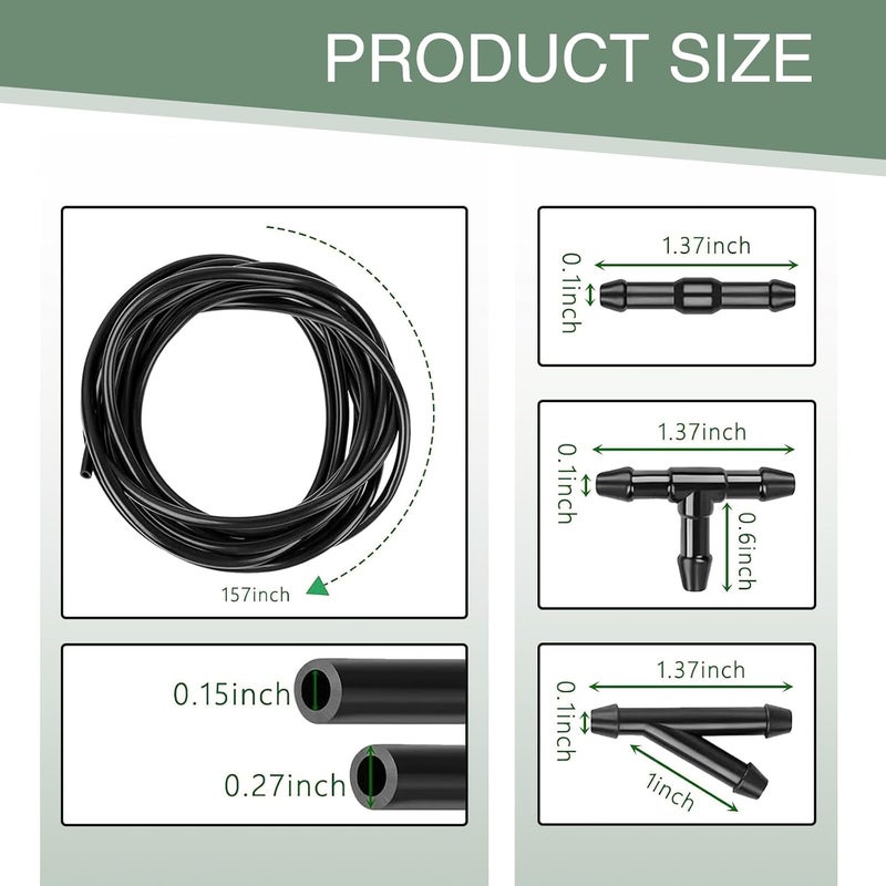 DYEKNEE 30 PCS Car Windshield Washer Hose Kit, 13.1Ft Flexible Hose + 30 Y-type I-type T-type Hose Connector, Quick Clean Nozzle Connector, Universal for Cars Windshield Cleaning Accessories (Black) - Image 2